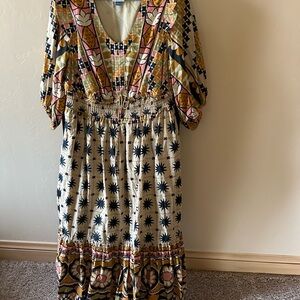 Farm Rio for Anthro Colorful Patterned Women's Dress